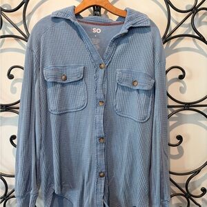 SO Men's Casual Button Down Shirt in Light Blue